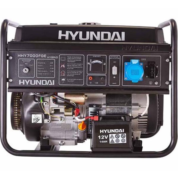 Генератор газовый Hyundai HHY 7000FGE + колеса hourmeter LPG kit