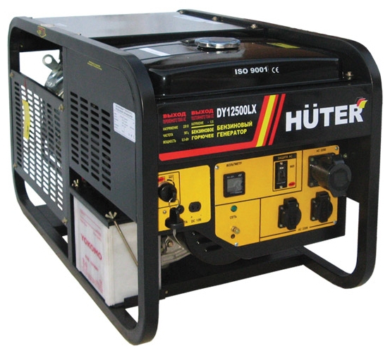 Бензиновый генератор HUTER DY12500LX c колесами и акк