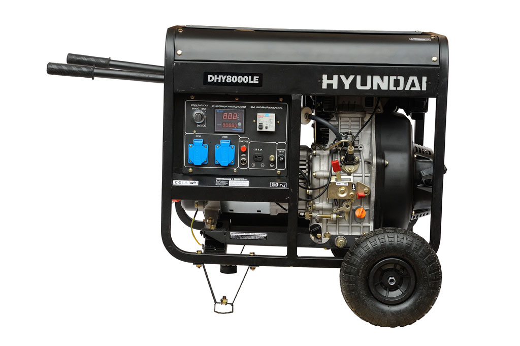 Генератор дизельный Hyundai DHY 8000LE + колеса